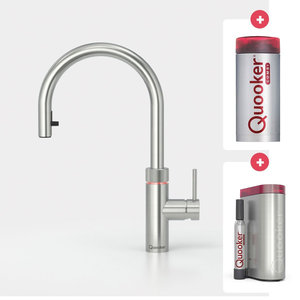 Quooker Quooker Flex kokendwaterkraan opbouw uitloop draaibaar met uittrekbare uitloop met Combi reservoir & Cube reservoir RVS Quooker Flex kokendwaterkraan opbouw uitloop draaibaar met uittrekbare uitloop met Combi reservoir & Cube reservoir RVS
