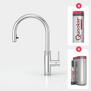 Quooker Quooker Flex kokendwaterkraan opbouw uitloop draaibaar met uittrekbare uitloop met Pro3 reservoir & Cube reservoir Chroom Quooker Flex kokendwaterkraan opbouw uitloop draaibaar met uittrekbare uitloop met Pro3 reservoir & Cube reservoir Chroom