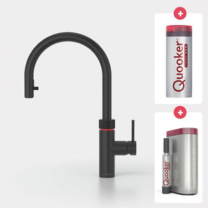 Quooker Quooker Flex kokendwaterkraan opbouw uitloop draaibaar met uittrekbare uitloop met Pro3 reservoir & Cube reservoir Zwart Quooker Flex kokendwaterkraan opbouw uitloop draaibaar met uittrekbare uitloop met Pro3 reservoir & Cube reservoir Zwart