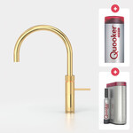 Quooker Fusion round kokendwaterkraan opbouw uitloop draaibaar met Combi+ reservoir & Cube reservoir Verguld Quooker Quooker Fusion round kokendwaterkraan opbouw uitloop draaibaar met Combi+ reservoir & Cube reservoir Verguld