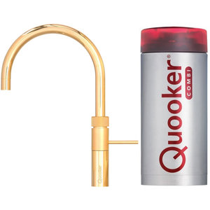 Quooker Quooker Fusion round kokendwaterkraan opbouw uitloop draaibaar met Combi+ reservoir Verguld Quooker Fusion round kokendwaterkraan opbouw uitloop draaibaar met Combi+ reservoir Verguld