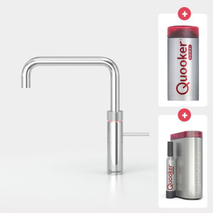 Quooker Fusion square kokendwaterkraan opbouw uitloop draaibaar met Combi reservoir & Cube reservoir Chroom