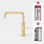Quooker Fusion square kokendwaterkraan opbouw uitloop draaibaar met Combi reservoir & Cube reservoir Verguld Quooker Quooker Fusion square kokendwaterkraan opbouw uitloop draaibaar met Combi reservoir & Cube reservoir Verguld