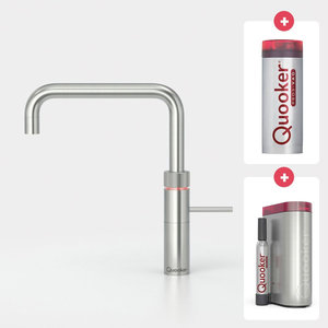 Quooker Quooker Fusion square kokendwaterkraan opbouw uitloop draaibaar met Pro3 reservoir & Cube reservoir RVS Quooker Fusion square kokendwaterkraan opbouw uitloop draaibaar met Pro3 reservoir & Cube reservoir RVS