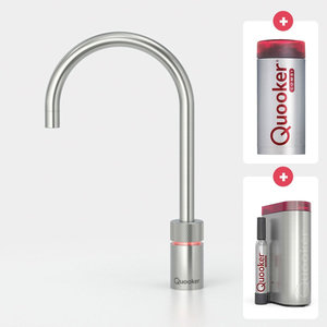 Quooker Nordic round kokendwaterkraan opbouw uitloop draaibaar met Combi+ reservoir & Cube reservoir RVS