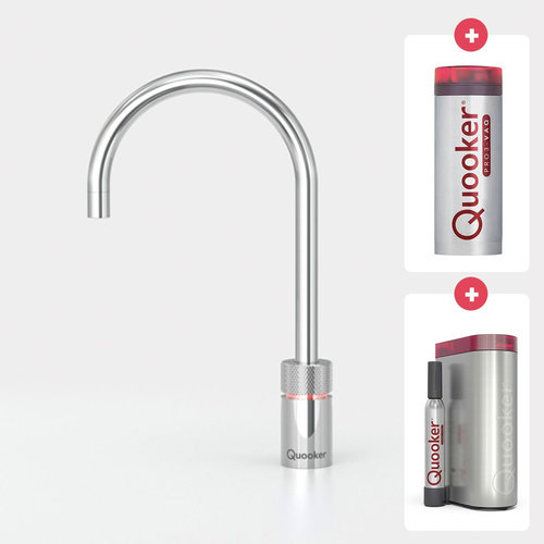 Quooker Nordic round kokendwaterkraan opbouw uitloop draaibaar met Pro3 reservoir & Cube reservoir Chroom Quooker Quooker Nordic round kokendwaterkraan opbouw uitloop draaibaar met Pro3 reservoir & Cube reservoir Chroom