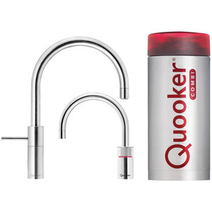 Quooker Nordic round kokendwaterkraan opbouw uittrekbare met Combi+ reservoir RVS