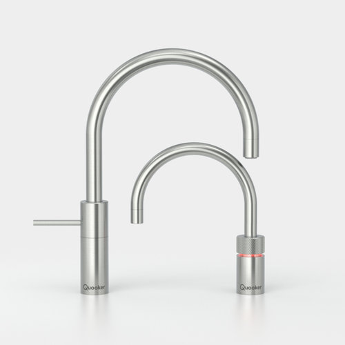 Quooker Nordic round kokendwaterkraan opbouw uittrekbare met Combi+ reservoir RVS Quooker Quooker Nordic round kokendwaterkraan opbouw uittrekbare met Combi+ reservoir RVS