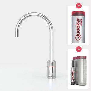 Quooker Nordic round kokendwaterkraan opbouw uitloop draaibaar met Combi+ reservoir & Cube reservoir Chroom