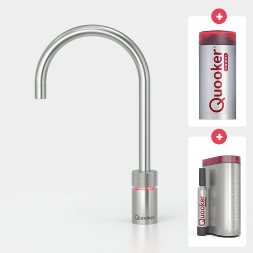 Quooker Nordic round kokendwaterkraan opbouw uitloop draaibaar met Combi+ reservoir & Cube reservoir RVS Quooker Quooker Nordic round kokendwaterkraan opbouw uitloop draaibaar met Combi+ reservoir & Cube reservoir RVS