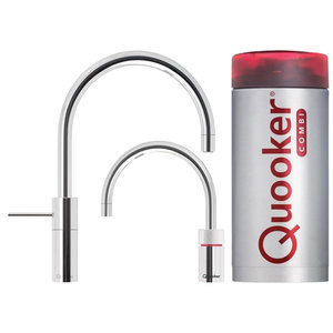 Quooker Nordic round kokendwaterkraan opbouw uittrekbare met Combi+ reservoir Chroom