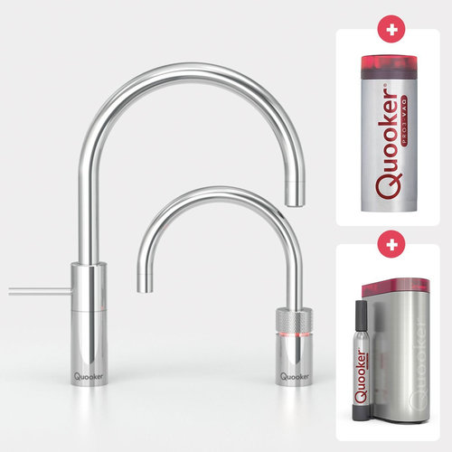Quooker Nordic round kokendwaterkraan opbouw uittrekbare met Pro3 reservoir & Cube reservoir Chroom Quooker Quooker Nordic round kokendwaterkraan opbouw uittrekbare met Pro3 reservoir & Cube reservoir Chroom