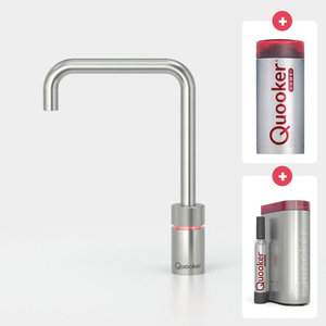 Quooker Nordic square kokendwaterkraan opbouw uitloop draaibaar met Combi+ reservoir & Cube reservoir RVS