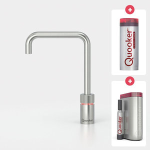 Quooker Nordic square kokendwaterkraan opbouw uitloop draaibaar met Pro3 reservoir & Cube reservoir RVS