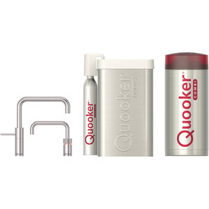 Quooker Nordic square kokendwaterkraan opbouw uittrekbare met Combi+ reservoir & Cube reservoir RVS