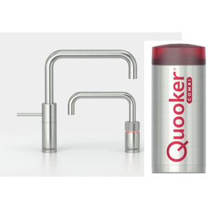 Quooker Nordic square kokendwaterkraan opbouw uittrekbare met Combi+ reservoir RVS