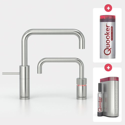 Quooker Quooker Nordic square kokendwaterkraan opbouw uittrekbare met Pro3 reservoir RVS