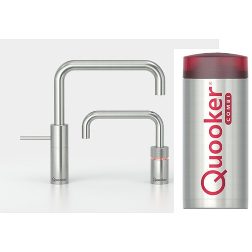Quooker Nordic square Twintaps met Combi reservoir RVS Quooker Quooker Nordic square Twintaps met Combi reservoir RVS