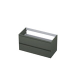 INK INK Wastafelonderkast - 100x45x52cm - 2 lades - greeploos - 45 graden afwerking rondom - MDF lak Mat beton groen