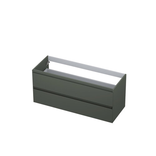 INK INK Wastafelonderkast - 120x45x52cm - 2 lades - greeploos - 45 graden afwerking rondom - MDF lak Mat beton groen