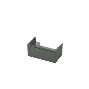 INK Wastafelonderkast - 80x45x35cm - 1 lade - greeploos - 45 graden afwerking rondom - MDF lak Mat beton groen