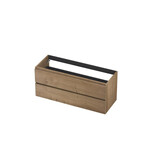 INK INK Fineer Wastafelonderkast - 120x45x52cm - 2 lades - greeploos - houten keerlijst - MDF - Fineer Ash grey