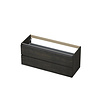 INK Wastafelonderkast - 120x45x52cm - 2 lades - greeploos - Aluminium keerlijst - MFC Gerookt eiken