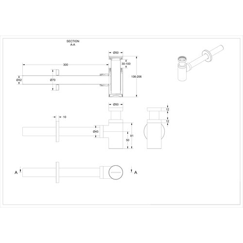 INK INK 1A Fonteinkraanset - staande Fonteinkraan - laag - always open - plug en Design Sifon - Brushed mat goud