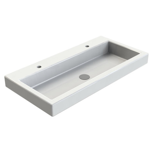 INK Momento wastafel | 100 | 1 wasbak | Midden | 2 kraangaten | Glans Wit INK INK Momento wastafel | 100 | 1 wasbak | Midden | 2 kraangaten | Glans Wit