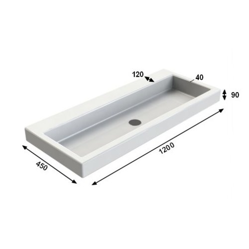 INK INK Momento wastafel | 120 | 1 wasbak | Midden | 2 kraangaten | Glans Wit