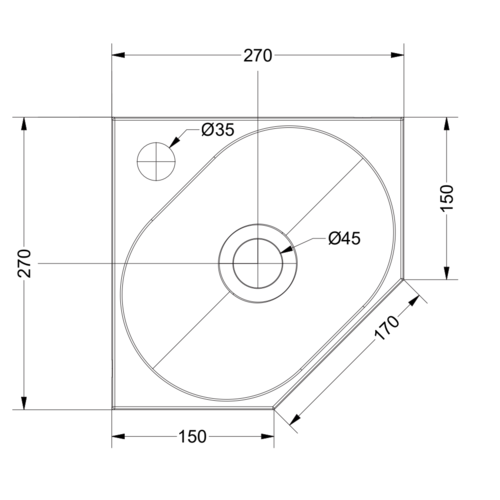 INK INK Matrix hoekfontein - 27x27x10cm - 1 kraangat - Polystone - Mat Wit