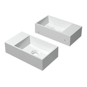 INK Contra Fontein - 40x22x10cm - wasbak rechts - 0 kraangaten - Polystone - Glans Wit