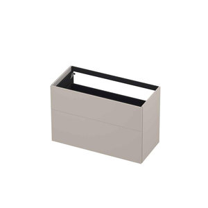 INK Push-to-open Wastafelonderkast - 100x45x65cm - 2 lades - Push-to-open - rechte opdekfronten - MDF lak - Mat kasjmier grijs