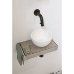 Ink Jazz XS toiletmeubel frame RVS plateau Greige Eiken waskom rechts polystone 20cm mat wit INK Ink Jazz XS toiletmeubel frame RVS plateau Greige Eiken waskom rechts polystone 20cm mat wit