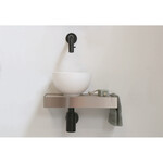 Ink Jazz XS toiletmeubel frame RVS plateau Greige Eiken waskom rechts polystone 20cm mat wit INK Ink Jazz XS toiletmeubel frame RVS plateau Greige Eiken waskom rechts polystone 20cm mat wit