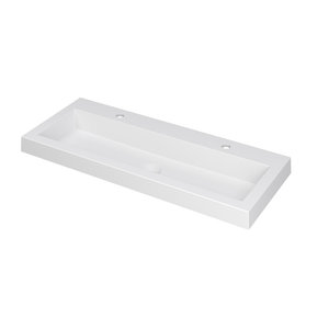 INK Dock wastafel | Mat Wit | 100cm | 2 kraangaten