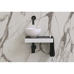 Ink Jazz XS toiletmeubel frame glans wit plateau Quartz - zwart waskom rechts polystone 20cm glans wit INK Ink Jazz XS toiletmeubel frame glans wit plateau Quartz - zwart waskom rechts polystone 20cm glans wit