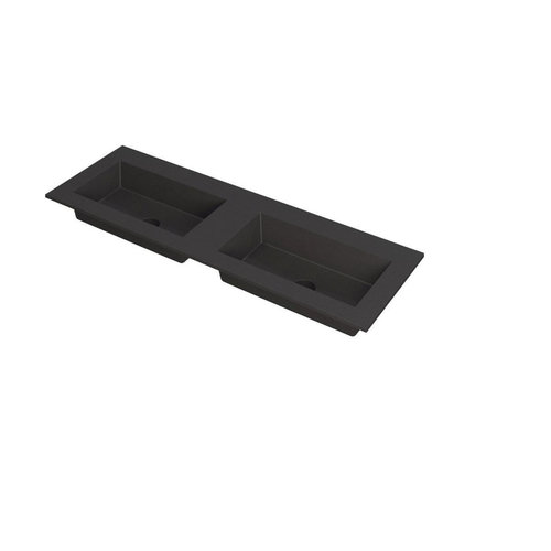 INK INK Kraft wastafel | 140 | 2 wasbakken | Links en Rechts | 0 kraangaten | Zwart