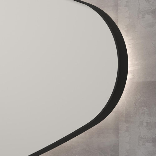 INK SP23 Spiegel - 120x4x70cm - LED onder en boven colour changing - dimbaar - organisch - in stalen kader - rechts Aluminium - Mat zwart INK INK SP23 Spiegel - 120x4x70cm - LED onder en boven colour changing - dimbaar - organisch - in stalen kader - rechts Aluminium - Mat zwart
