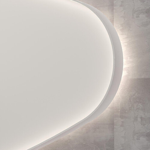 INK SP23 Spiegel - 80x4x50cm - LED onder en boven colour changing - dimbaar - organisch - in stalen kader - links Aluminium - Mat wit INK INK SP23 Spiegel - 80x4x50cm - LED onder en boven colour changing - dimbaar - organisch - in stalen kader - links Aluminium - Mat wit