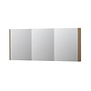 INK SPK2 Spiegelkast - 180x14x74cm - 3 deuren - dubbelzijdige Spiegel - schakelaar en stopcontact - MDF - Fineer Ash grey
