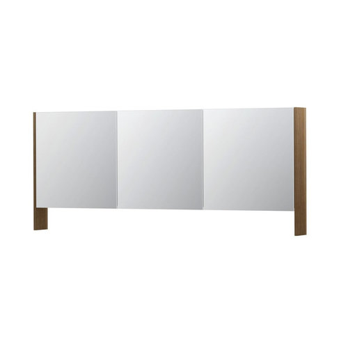 INK SPK3 Spiegelkast - 180x14x74cm - 3 deuren - dubbelzijdige Spiegel - open planchet - schakelaar en stopcontact - Massief Eiken - eiken Aqua INK INK SPK3 Spiegelkast - 180x14x74cm - 3 deuren - dubbelzijdige Spiegel - open planchet - schakelaar en stopcontact - Massief Eiken - eiken Aqua