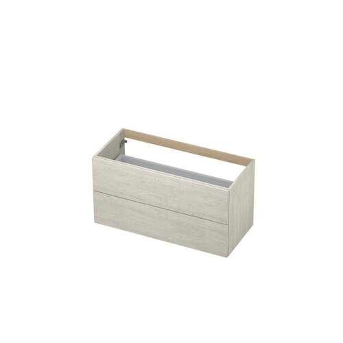 INK Wastafelonderkast - 100x45x52cm - 2 lades - met grepen - MFC krijtwit INK INK Wastafelonderkast - 100x45x52cm - 2 lades - met grepen - MFC krijtwit