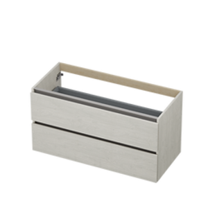 INK Wastafelonderkast - 80x40x52cm - 2 lades - greeploos - Aluminium keerlijst - MFC - Krijt wit