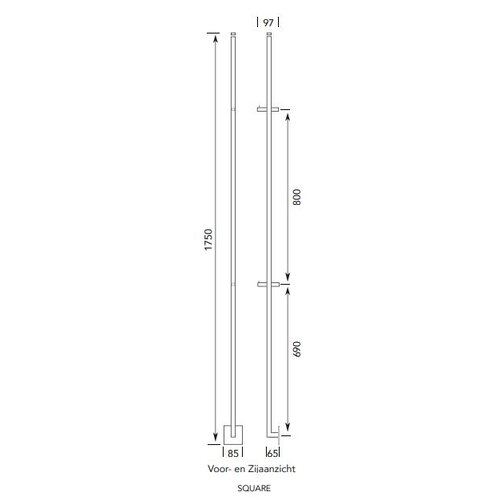 Instamat Instamat Square Elektrische Handdoekradiator 175cm hoog 29W gepolijst RVS