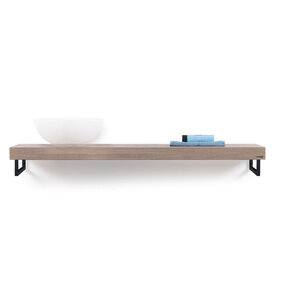 LoooX Wooden collection solo wooden base shelf 140cmhanddoekhouders zwart eiken mat zwart