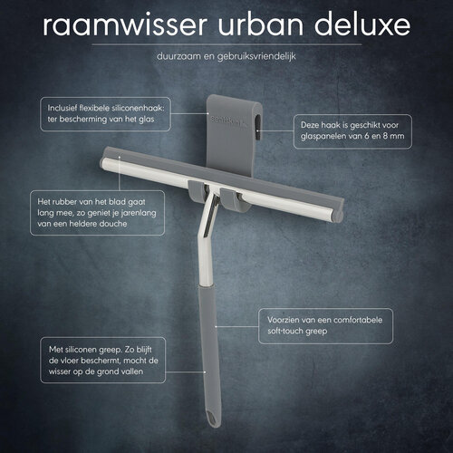 Sealskin Sealskin Urban Deluxe Raamwisser inclusief flexibele glashaak en schroefhaak RVS gepolijst