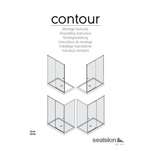 Sealskin Sealskin Contour draaideur met zijwand 100x100 cm, 200 cm hoog, RVS, 6 mm helder veiligheidsglas