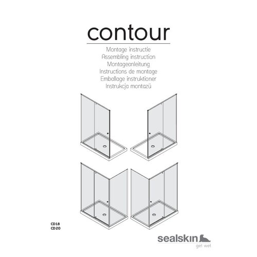 Sealskin Sealskin Contour draaideur voor nis 100 cm, 200 cm hoog, RVS, 6 mm helder veiligheidsglas