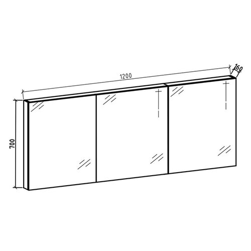 By Goof Spiegelkast Tieme mat zwart 120x70x16cm